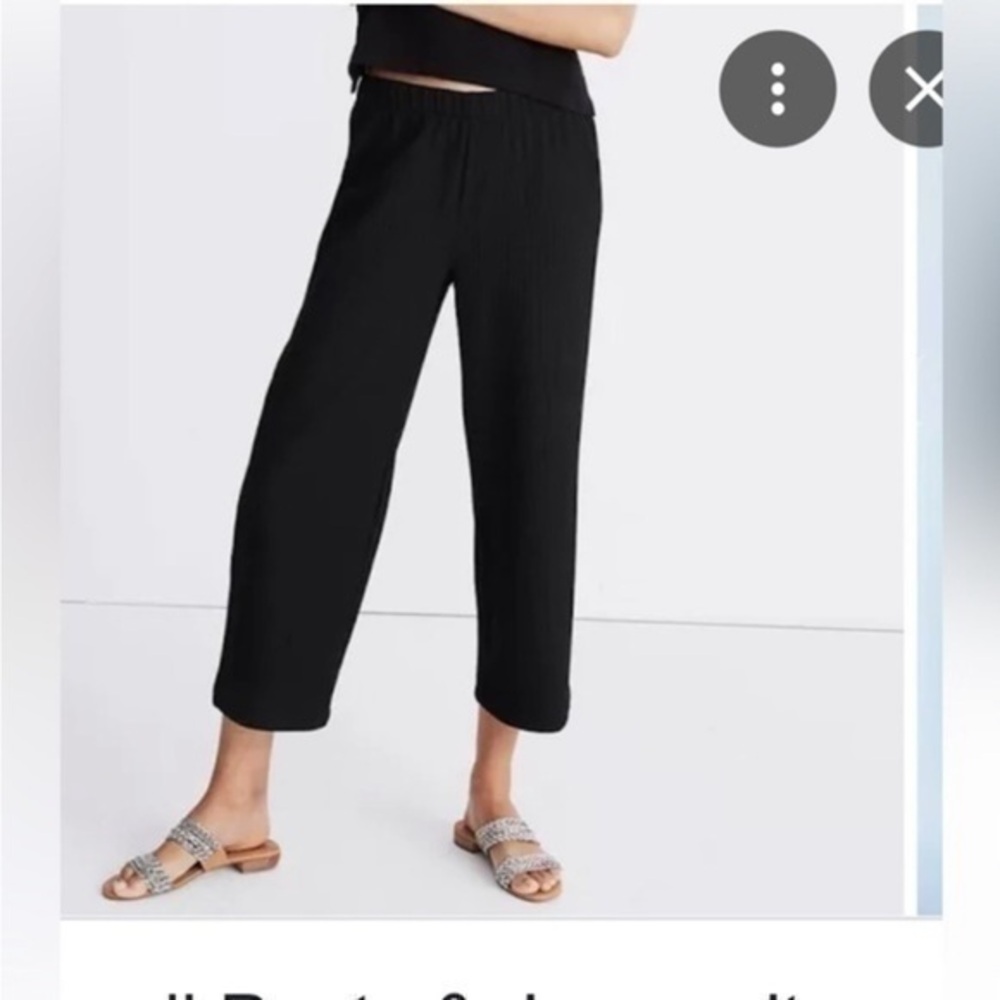 Madewell Black Cropped Wide-Leg Pants